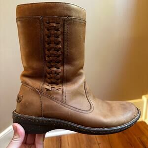 Ugg Kaleen brown leather waterproof fleece lined calf boots SIZE 9